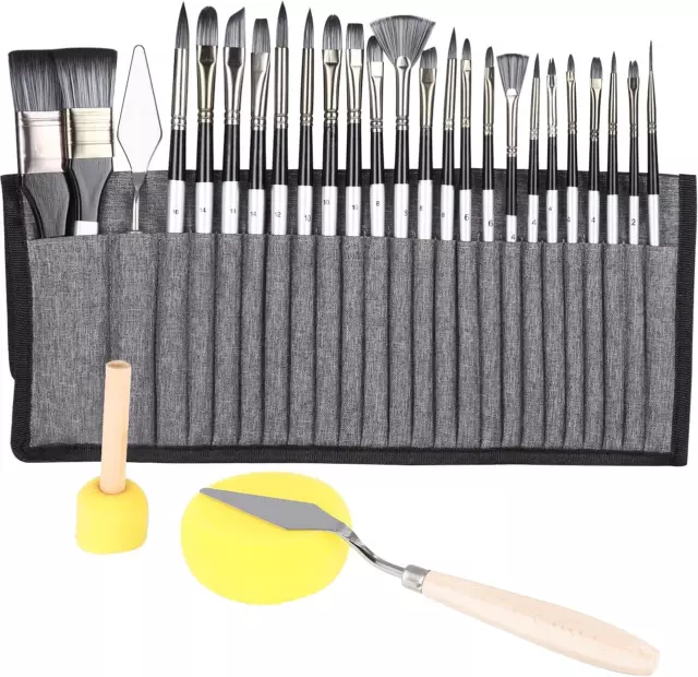 Set Pennelli Pittura, 28 Pezzi Pennelli per Dipingere,Pennelli Acquerello Profes