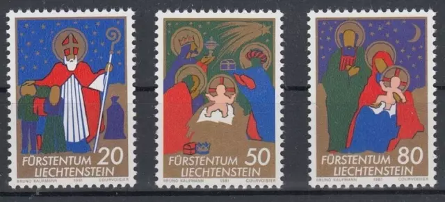 Liechtenstein annata 1981 set Michel 788 789 790 ** nuovo di zecca Natale festività