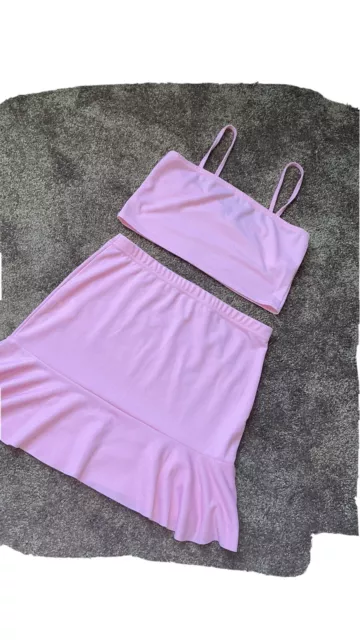 pink barbie 2 piece set (top/skirt)