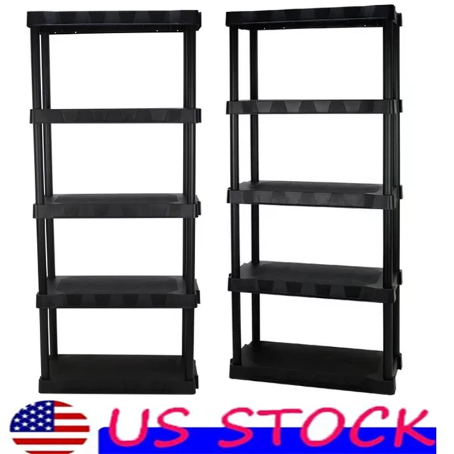 5SHELF PLASTIC GARAGE Shelves Adjustable Storage Shelving Unit 350lbs