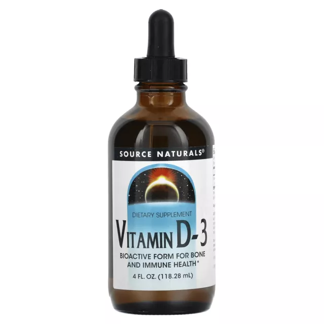 Source Naturals Vitamin D-3 4 fl oz 118 28 ml Dairy-Free, Egg-Free, Gluten-Free,