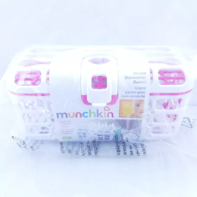 Munchkin DELUXE DISHWASHER BASKET White and Pink NEW SEALED IN FACTORY PLASTIC