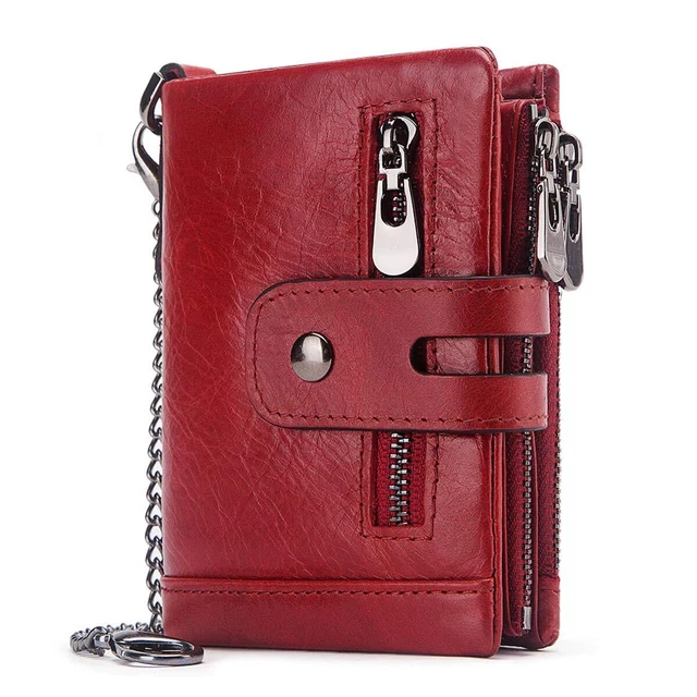 Petit Porte Carte Porte Feuille en Cuir pour Femme avec Blocage RFID et Poche Zippée, Noir