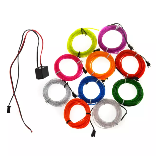 1/2/3/4/5M Flexible Led EL Tube Wire Neon Glow Decor Light +3V/12V controller