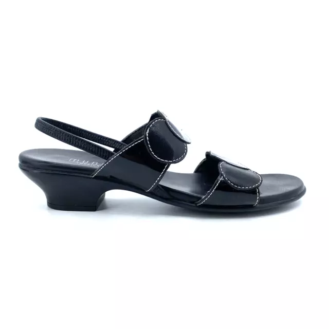 Munro American Womens Slingback Sandals Black Leather Circle Double Strap 7