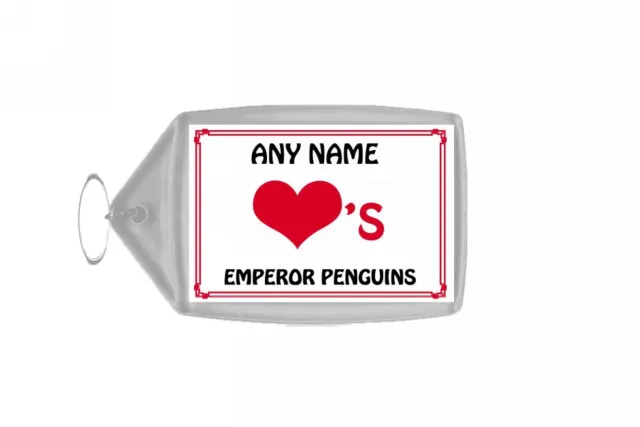 Love Heart Emperor Penguins Personalised Keyring