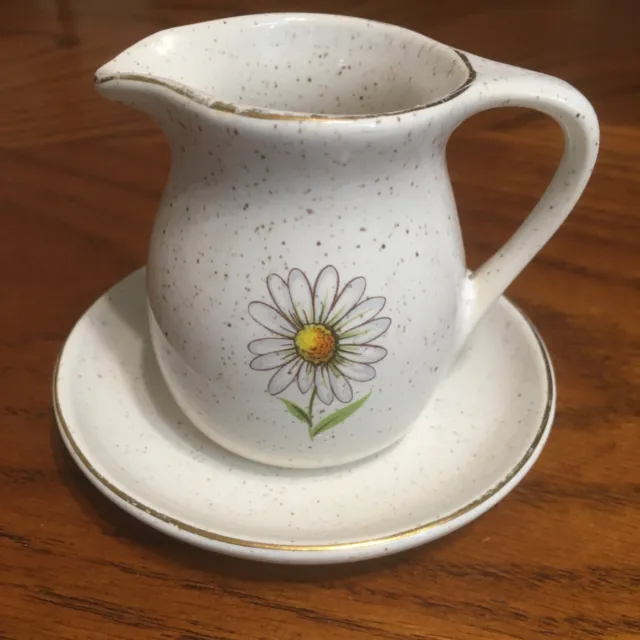 Vintage Kernewek Pottery Daisy Jug and Saucer /Floral/Ceramic