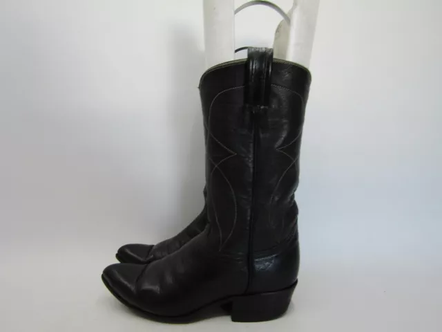 VTG TONY LAMA Youth Size 3.5 D Gold Label Black Leather Cowboy Western Boots