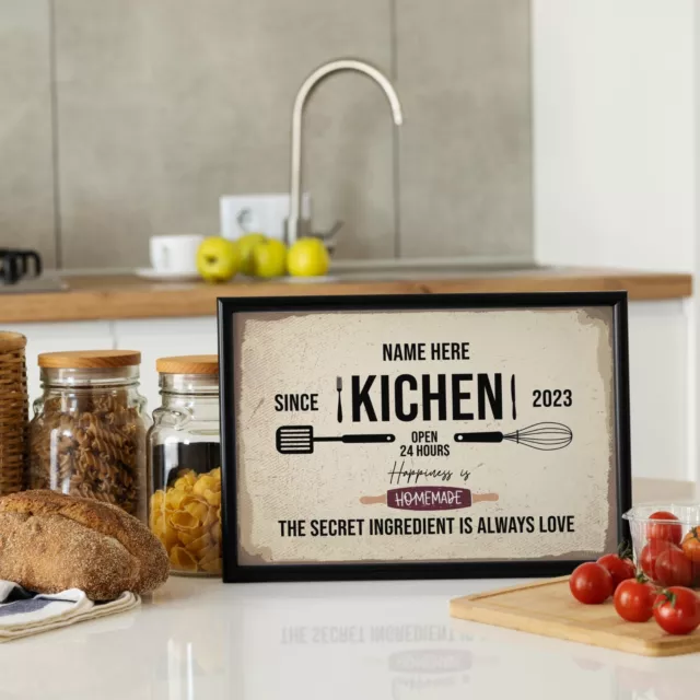 Personalised Your Kitchen - A4 Metal Sign Print- Frame Options Available