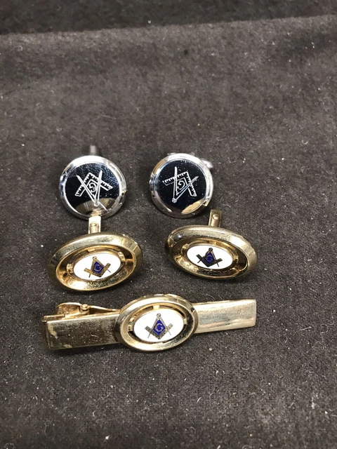 masonic tie clip and cufflinks