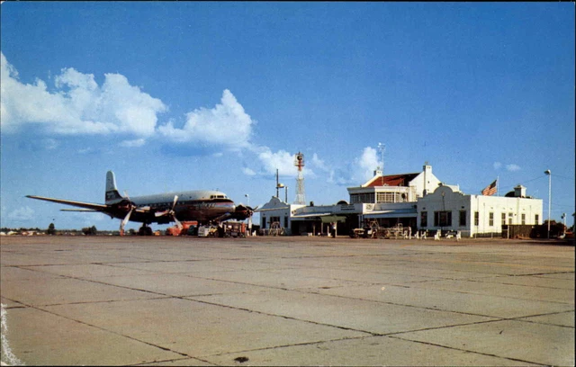 Jackson Mississippi MS Municipal Airport Delta Airplane Vintage Postcard