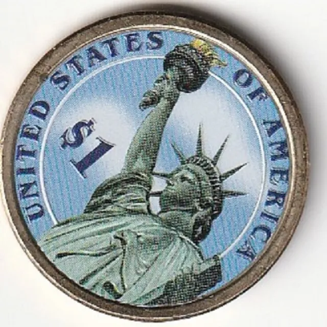 USA Präsident  Dollar john Adams 2007 P Rückseite Coloriert