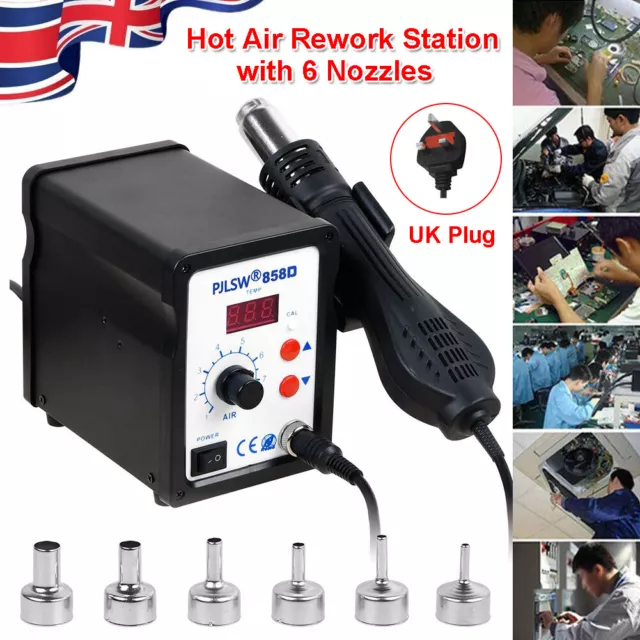 858D 220V Hot Air Gun Soldering Desoldering Rework Station SMD Digital Solder