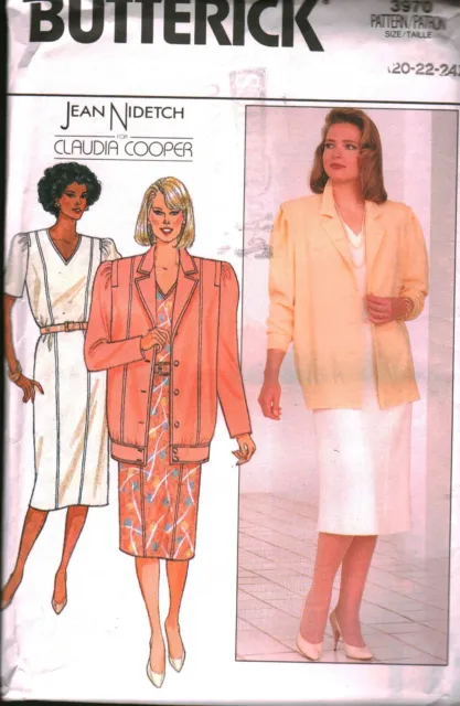 3970 Butterick SEWING Pattern Misses Loose Fitting Unlined Jacket Dress UNCUT 20