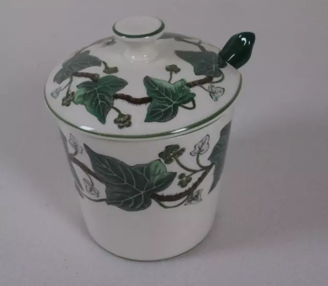 ""Wedgwood Napoleon Ivy Marmeladendose Dose mit Löffel Senf jam pot with lid