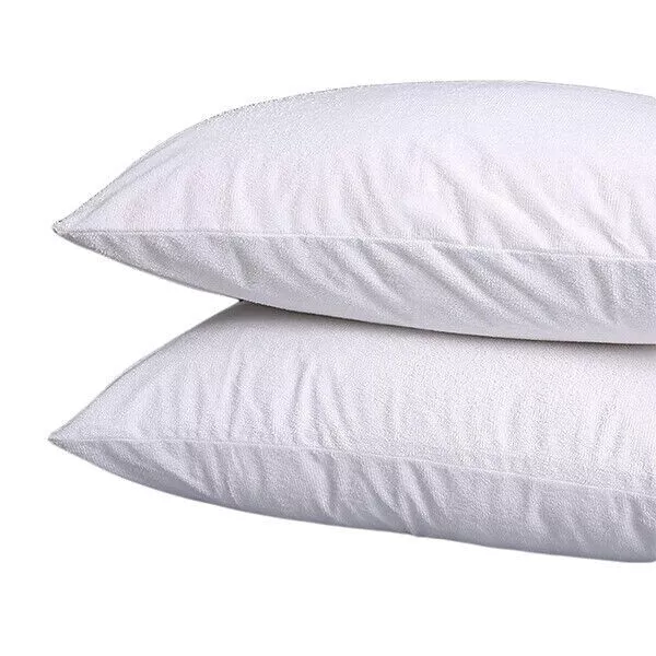 4X Waterproof Pillow Protectors Zipped Pillow Case Covers White Terry Toweling