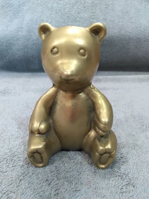 Vintage Solid Brass Teddy Bear