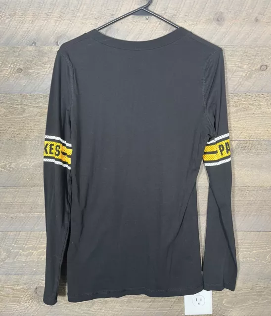 Camisa de mujer Green Bay Packers pequeña manga larga de encaje cuello corbata ropa de equipo de la NFL 2