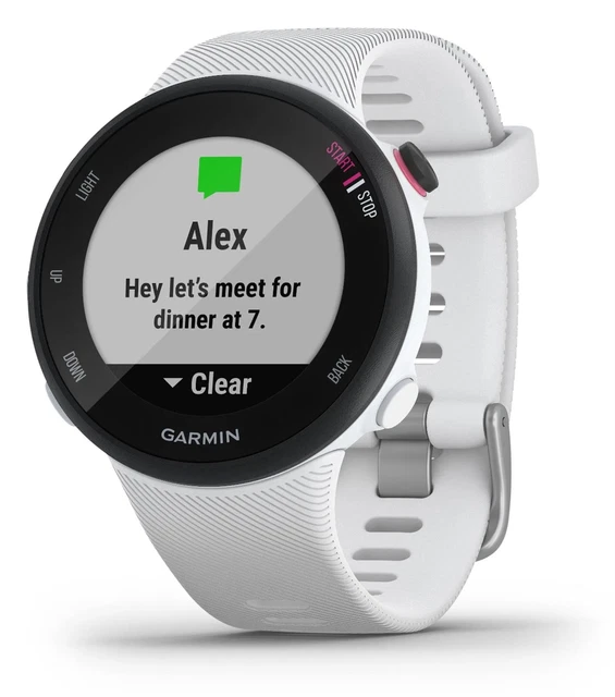 GARMIN FORERUNNER 45S 39mm White Bluetooth WiFi Fitness Smartwatch 010