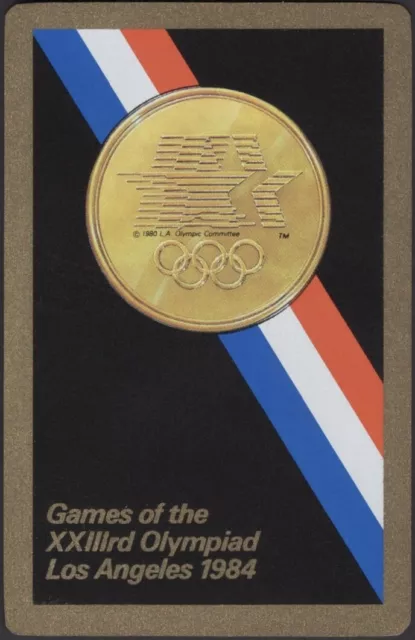 Playing Cards Single Card Old Vintage  1984 Los Angeles OLYMPIC GAMES Gold Medal