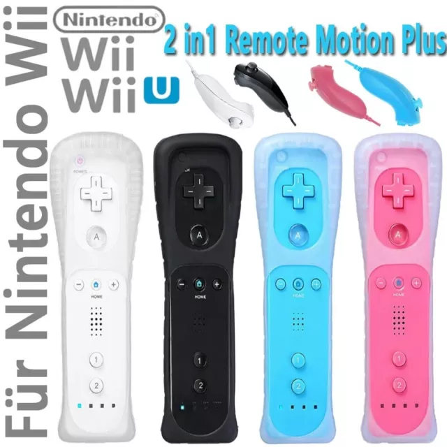 For Original Nintendo Wii + Wii U 2 in 1 Remote Motion Plus Nunchuk Controller