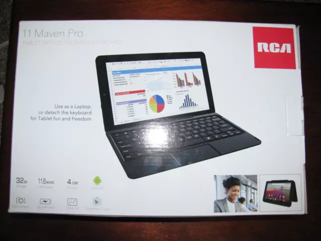 RCA Maven Pro 11" Tablet w/ Detachable Keyboard 32GB Quad Core 2GB RAM Black