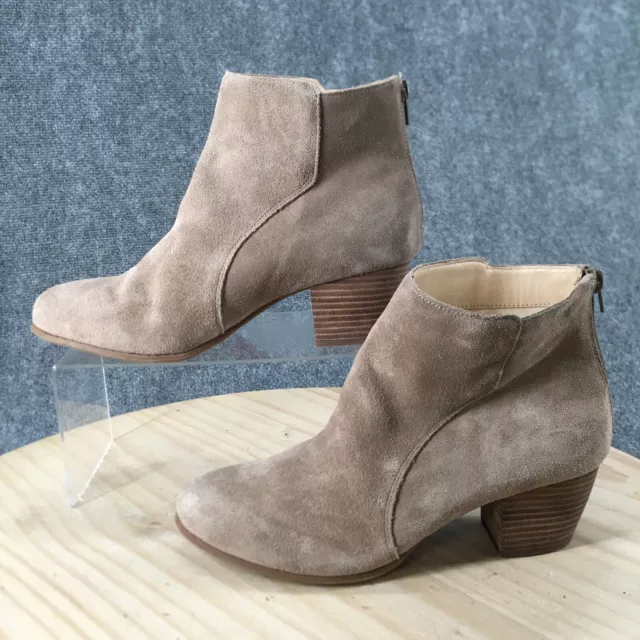 Sole Society Boots Womens 10 M Riverr Ankle Booties Heels Beige Leather Zipper 2