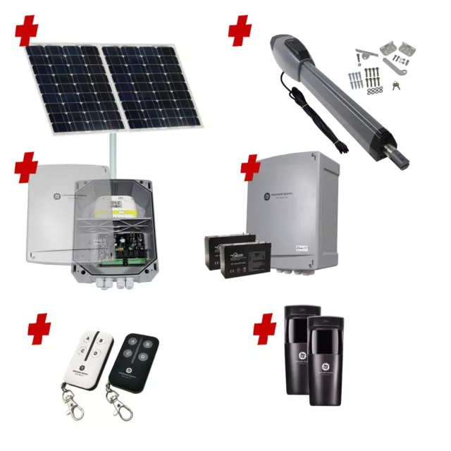 Solar OFF GRID Automatic Swing Driveway Gate Opener 24 Volt Kit ROBUST Heavy ...