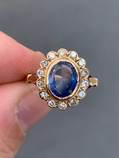 18ct gold diamond sapphire ring antique