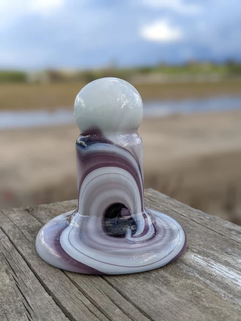 CD 317 Commemorative Reproduction Chambers Glass Insulator Milk/Purple Swirls