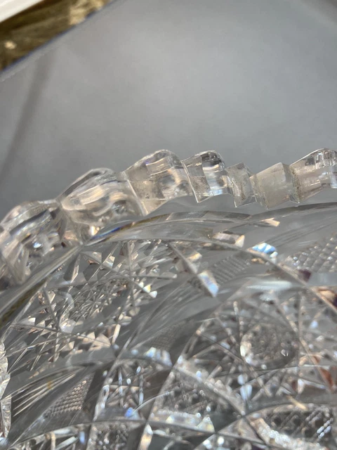 Vintage American Brilliant Cut Glass Bowl some Rim damage 5