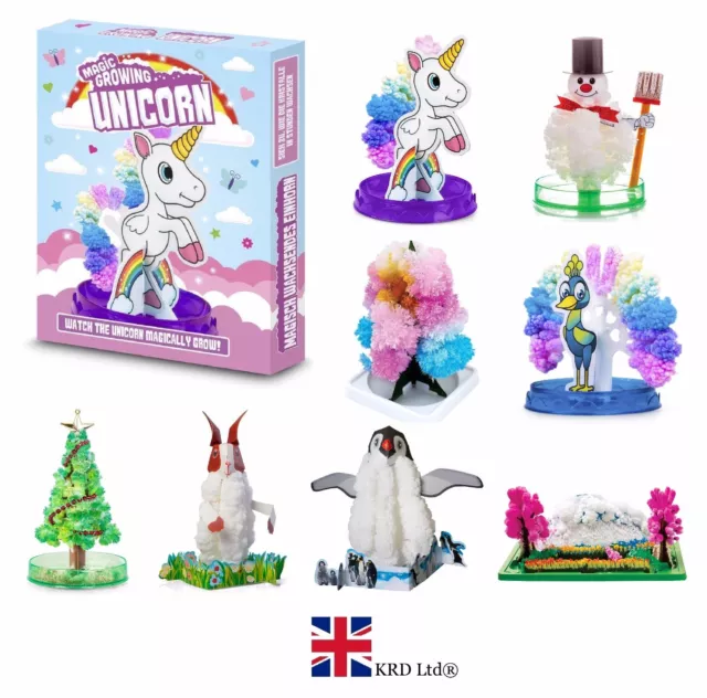 Kids MAGIC GROWING CRYSTAL KIT Animal Tree Christmas Gift Stocking Filler Toy UK