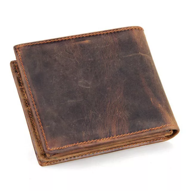 Men Wallet Bifold Distressed Purse Handmade with RFID Blocking Genuine Leather #