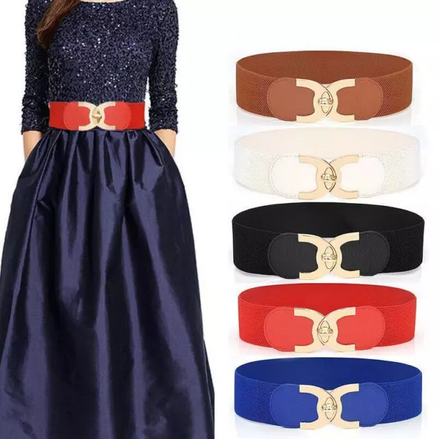 Women Ladies Wide Fashion Belt Women Black Cinch Waist Belt Elastic Stretch Gift