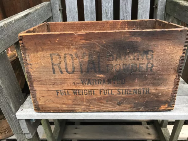 Antique ROYAL BAKING POWDER Jointed Wooden Shipping Crate Advertising Box Vintag
