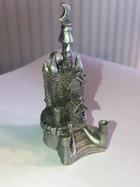 Pewter Castle With Glass Ball Figurine Marked Ridolfi Yahre 2.5” Tall