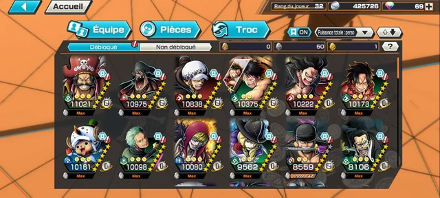 COMPTE ONE PIECE bounty rush OPBR / EX Zoro Roger And Barbe Noire EUR