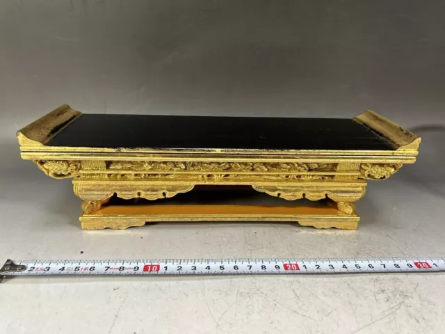 Buddhist 630 Japanese Temple Altar Vtg Kyozukue Gold Wood Table Stand Tray Japan