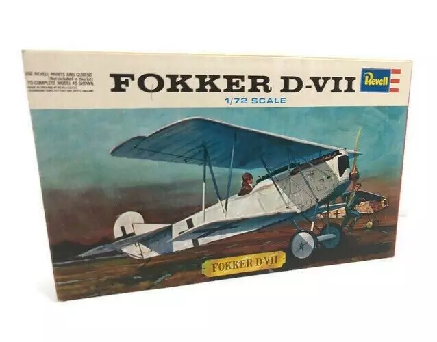 Vintage 1964 Revell Airplane Model Kit Fokker D-Vii 1/72 Scale
