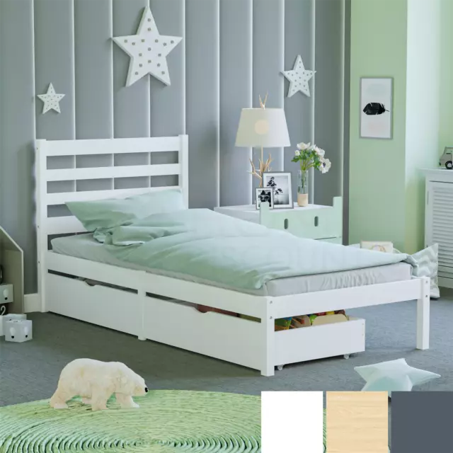 Single Bed 3ft Wooden Bed Frame Adults Kids Solid Pine Bed Bedroom Furniture