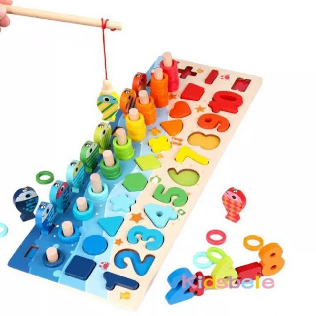 Kids Toys Toddlers Educational Wooden Puzzle Fishing Toys Count Games Baby Toys 2