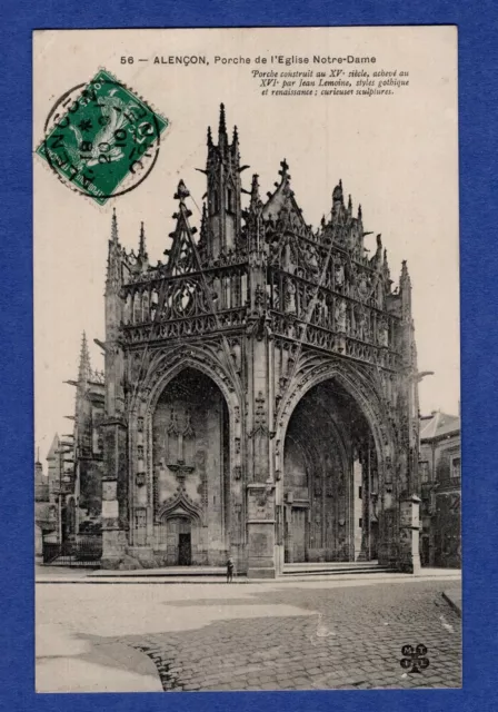 Fa * CPA  / Carte Postale : Alençon => Porche de l'église Notre-Dame     1910