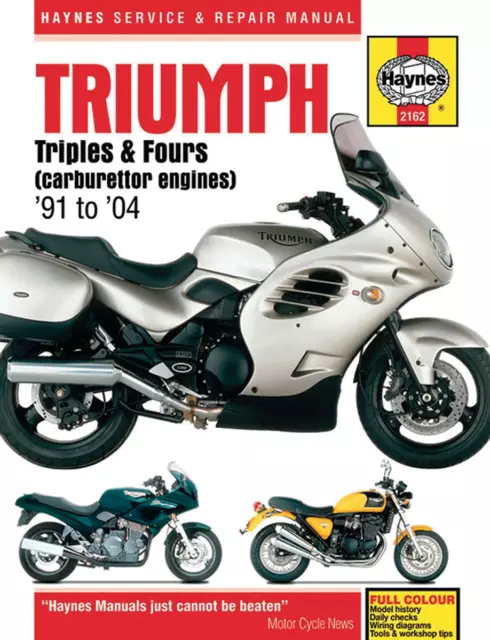 Haynes 2162 Manuale Di Officina Motorcycle Speed Triple 900 Carburator 1996