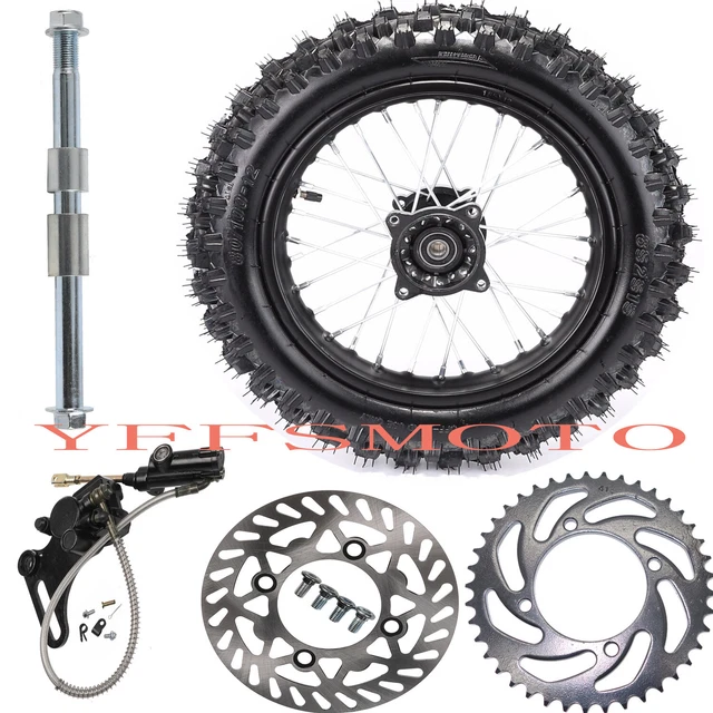 15mm 80/100-12 3.00-12 Rear Wheel Tires Rims Sprocket Brake Assembly for CRF TTR