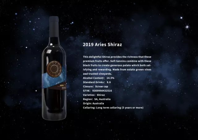 (12 Bottles) SA Aries Shiraz 750ml 2019 Red Wine South Australia Vineyards 2