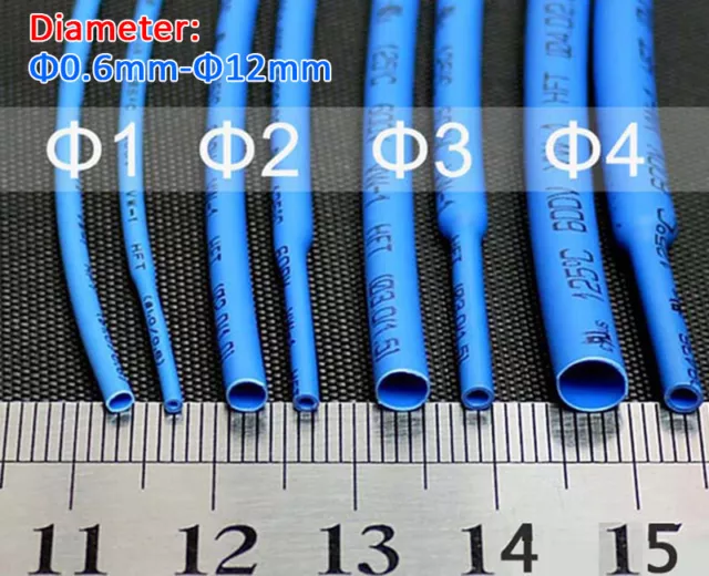 Φ0.6mm-12mm Blue 2:1 Heat Shrink Shrinkable Heatshrink Tube Tubing Wire Sleeving