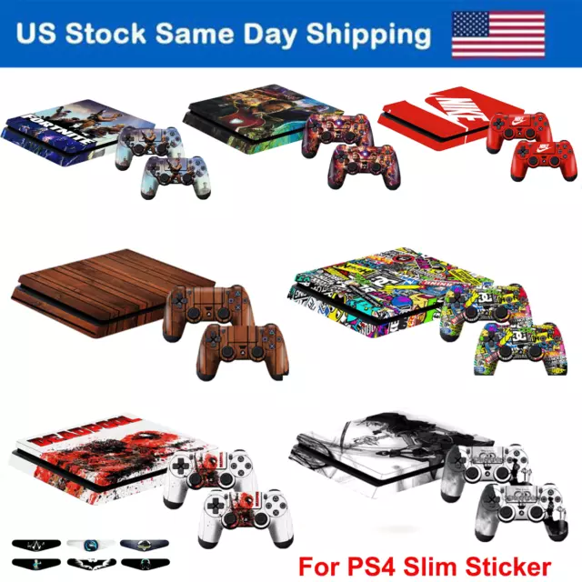 Vinyl Decal Sticker for Sony PS4 Slim Playstation 4 Slim Console + 2 Controllers