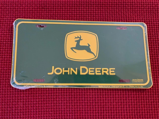 John Deere Logo Green Background Embossed Metal Vanity 12" License Plate NIP
