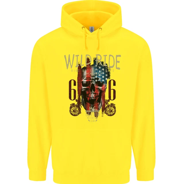 Felpa con cappuccio Biker USA Bandiera Teschio Moto Moto Bambini Bambini 12