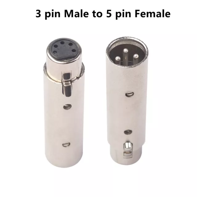 3 Pin XLR To 5 Pin DMX Metal Cased Converter/Audio Lighting Adapter Or 5 To 3
